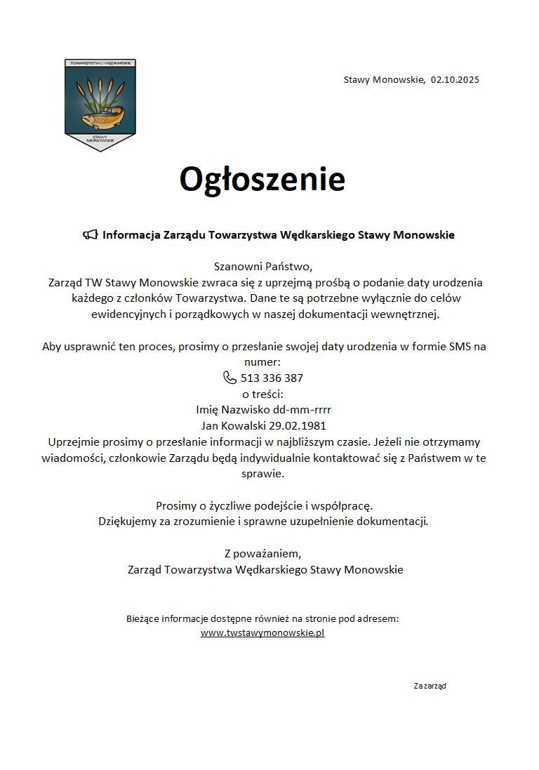 ewidencja ogloszenie